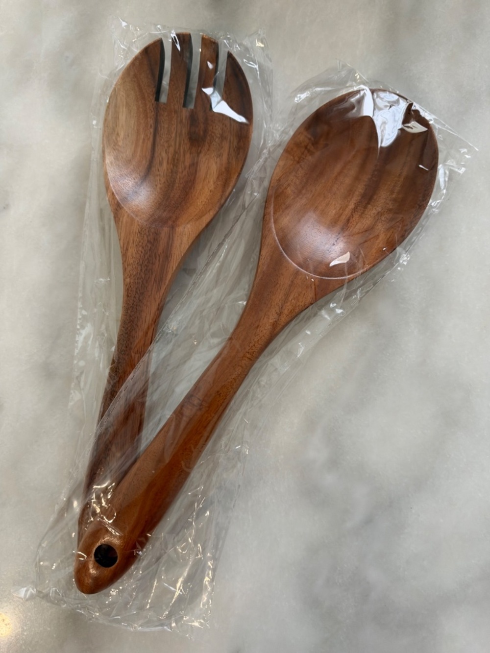 Natural Teak Wooden Salad / Pasta Server Set / Cooking Utensils